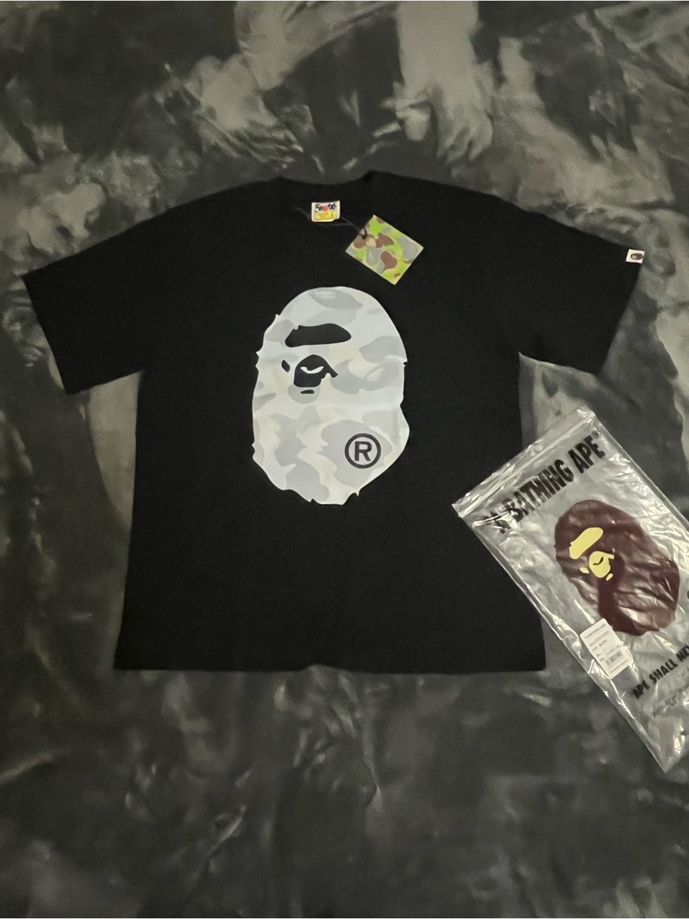 A Bathing Ape Tee Grey Camo